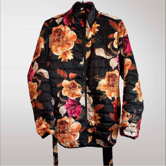 VICI Collection Floral Quilted Jacket with Tie Waist - Picture 2 of 3